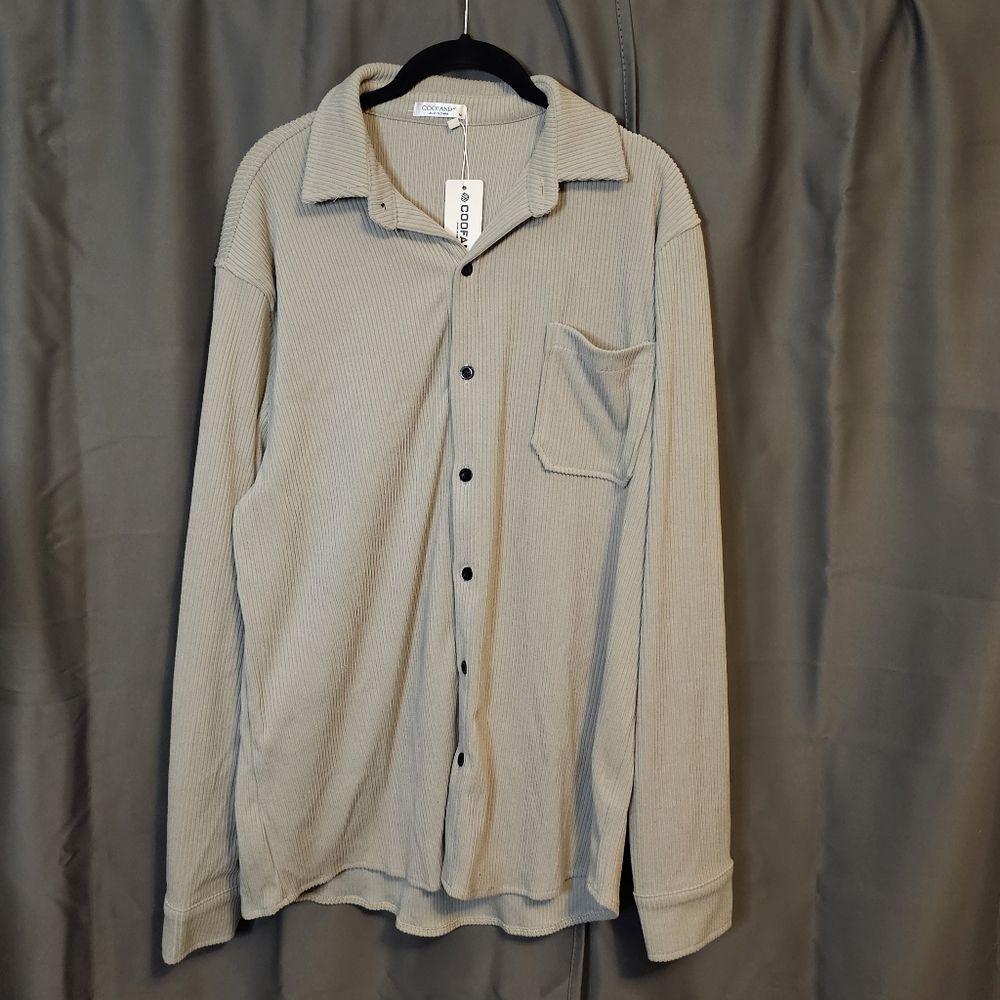 Coofandy Tan Corduroy Unisex Medium Shacket Button Up
